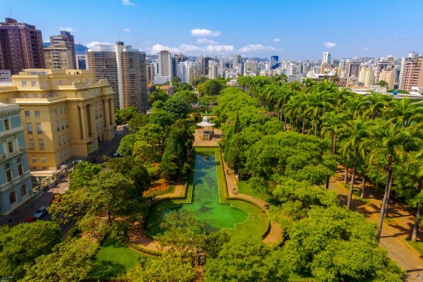 Vista aérea da Praça da Liberdade, em Belo Horizonte