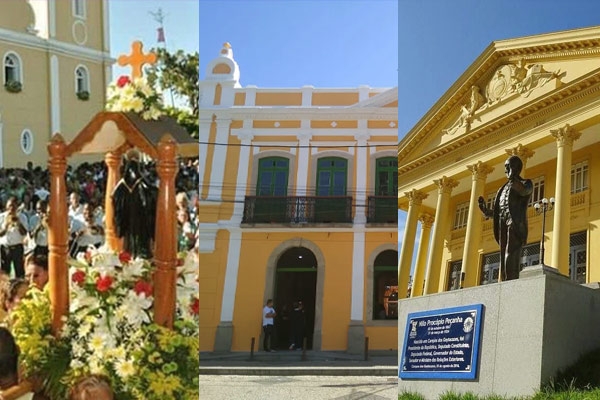 imagem da festa no distrito de Santo Amaro, Museu Histórico de Campos e praça Nilo Peçanha em Campos do Goytacazes