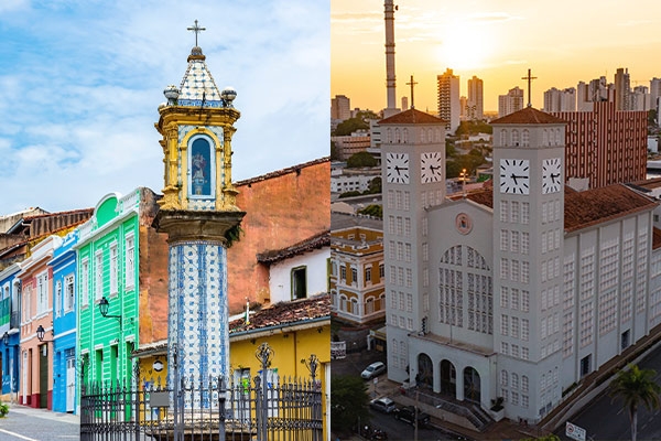 Imagem do centro de Salvador e da Catedral Basílica do Senhor Bom Jesus de Cuiabá