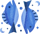 Imagem mostra o signo de peixes, ilustrando o próprio animal.