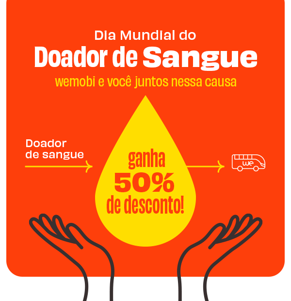 Dia Mundial do Doador de Sangue - wemobi e você juntos nessa causa!  Doador de sangue ganha 50% de desconto