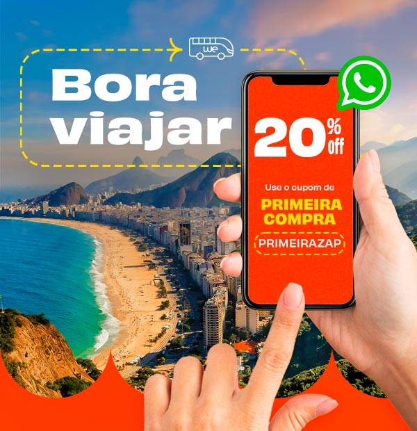 Bora viajar! 20% off na sua primeira compra por whatsapp usando o cupom PRIMEIRAZAP