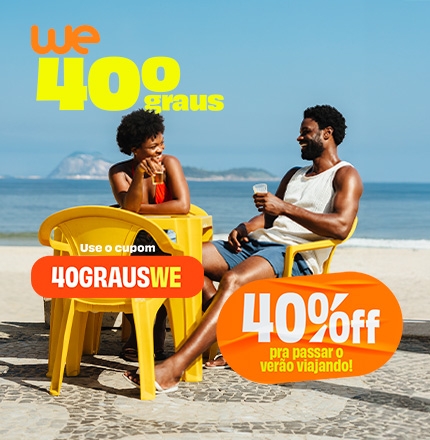 we 40 graus - use o cupom 40GRAUSWE - 40%OFF para passar o verão viajando!
