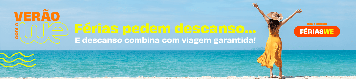 Tá afim de 30% de desconto pra viajar no verão? Use o cupom FÉRIASWE e viaje até o fim de março*