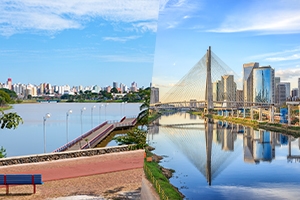 Fotos da ponte de São Paulo e da orla em São José do Rio Preto