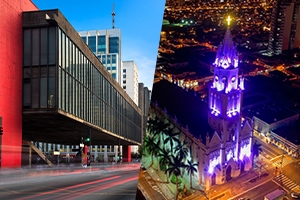 Fotos do MASP em São Paulo e da catedral de Franca